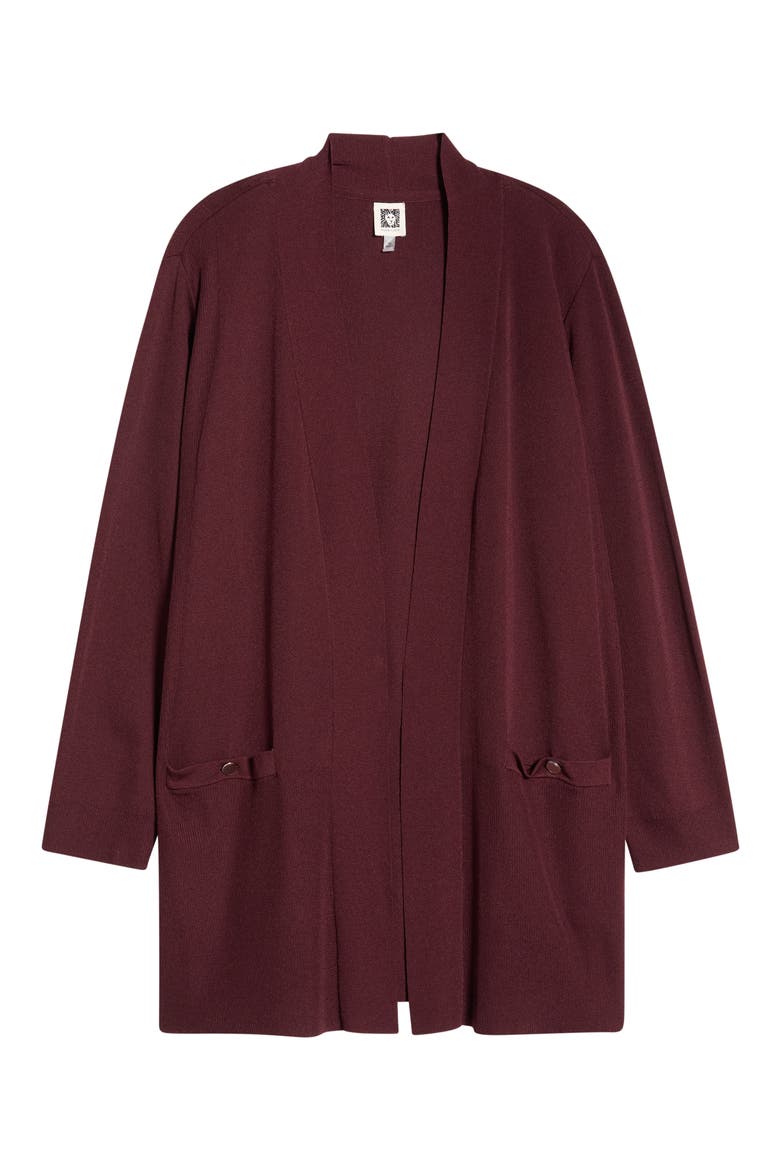 Pocket Open Front Cardigan, Alternate, color, BAROLO