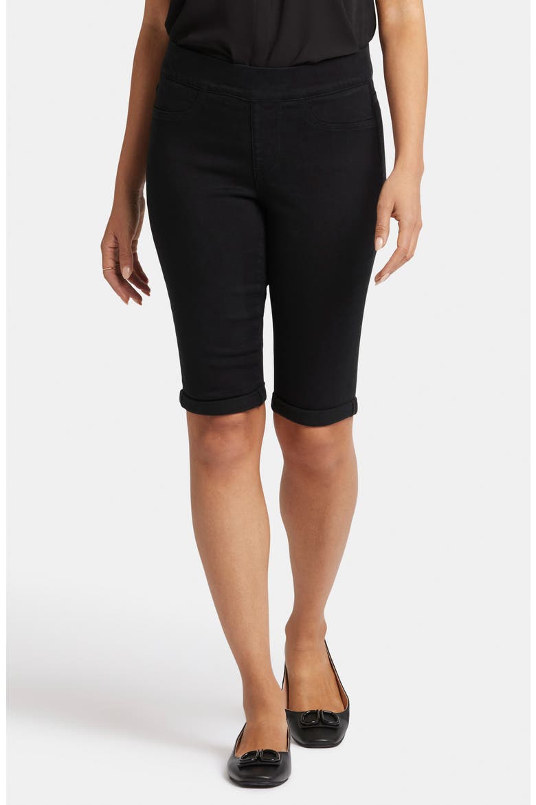 Roll Cuff Pull-On Denim Bermuda Shorts, Main, color, OVERDYE BLACK