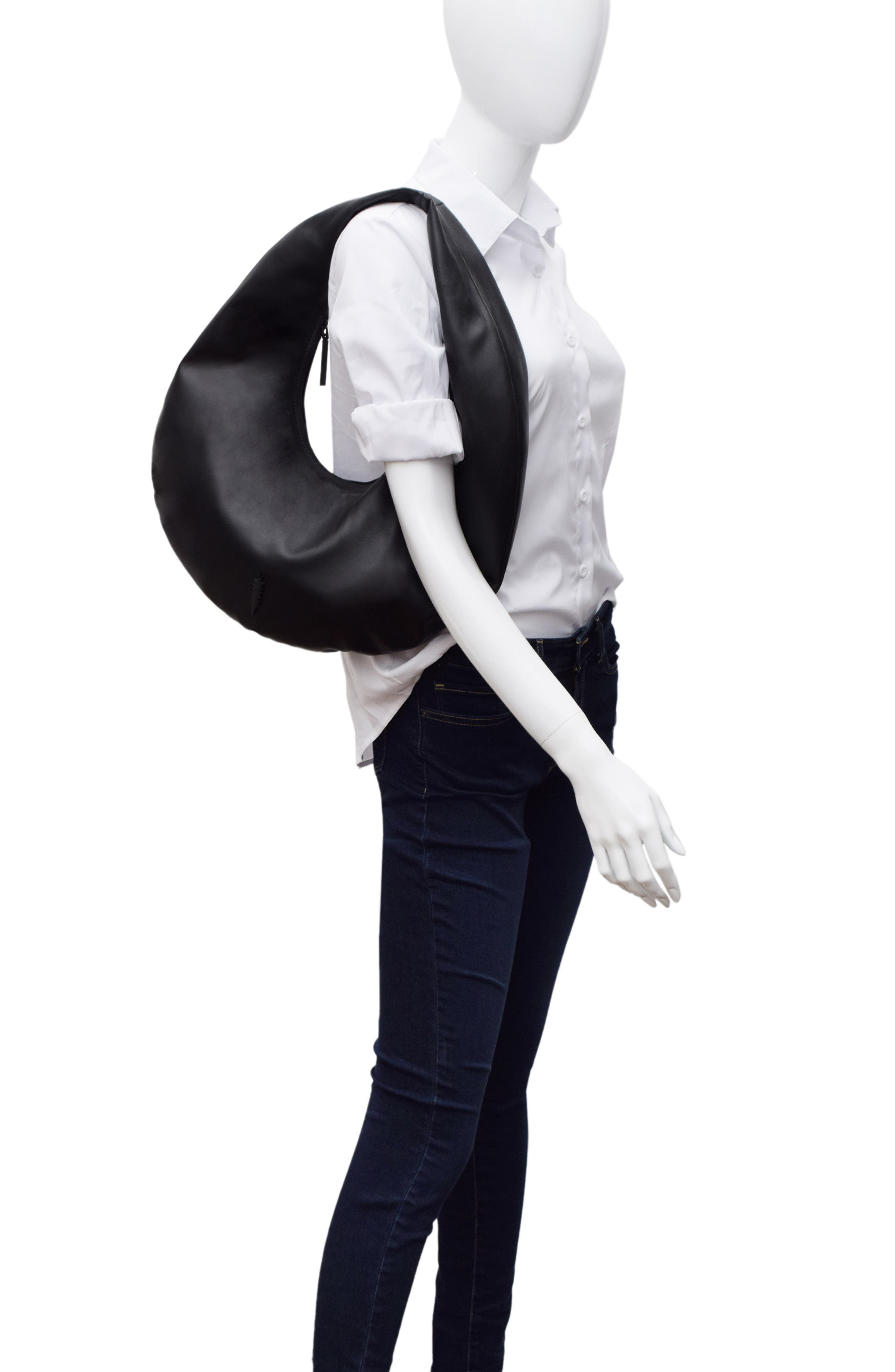 Thacker Ceil Leather Hobo Bag, Alternate, color, Black