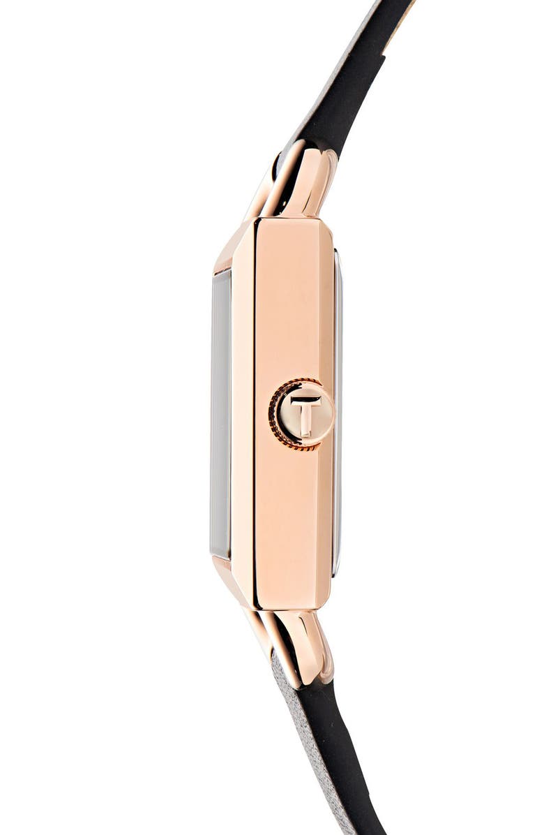Ted Baker London Square Leather Strap Watch, Alternate, color, Black