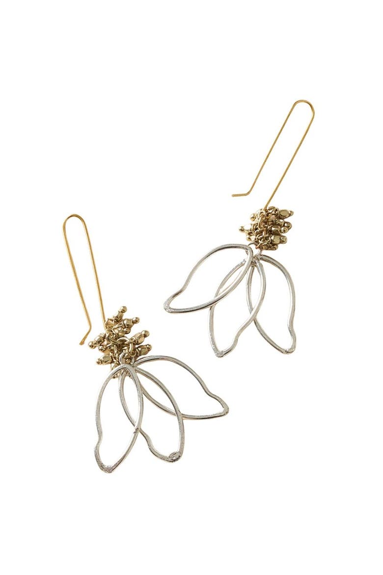 Kairavini Lotus Petal Drop Earrings, Main, color, Gold