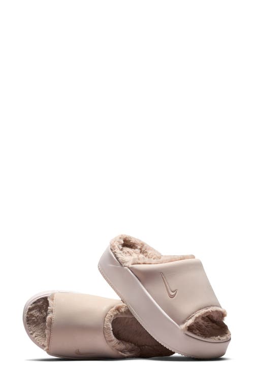 Nike Calm Elevation Faux Fur Lined Platform Slide In Pink