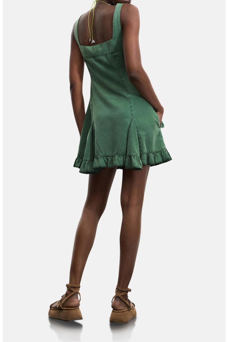 Square Neck Ruffle Hem Minidress, Alternate, color, MILITARY GREEN