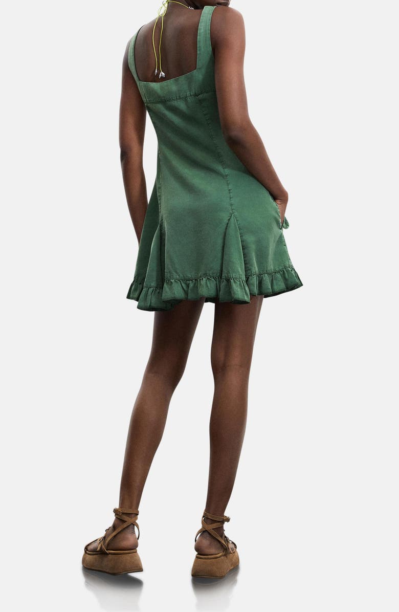 Desigual Square Neck Ruffle Hem Minidress, Alternate, color, 