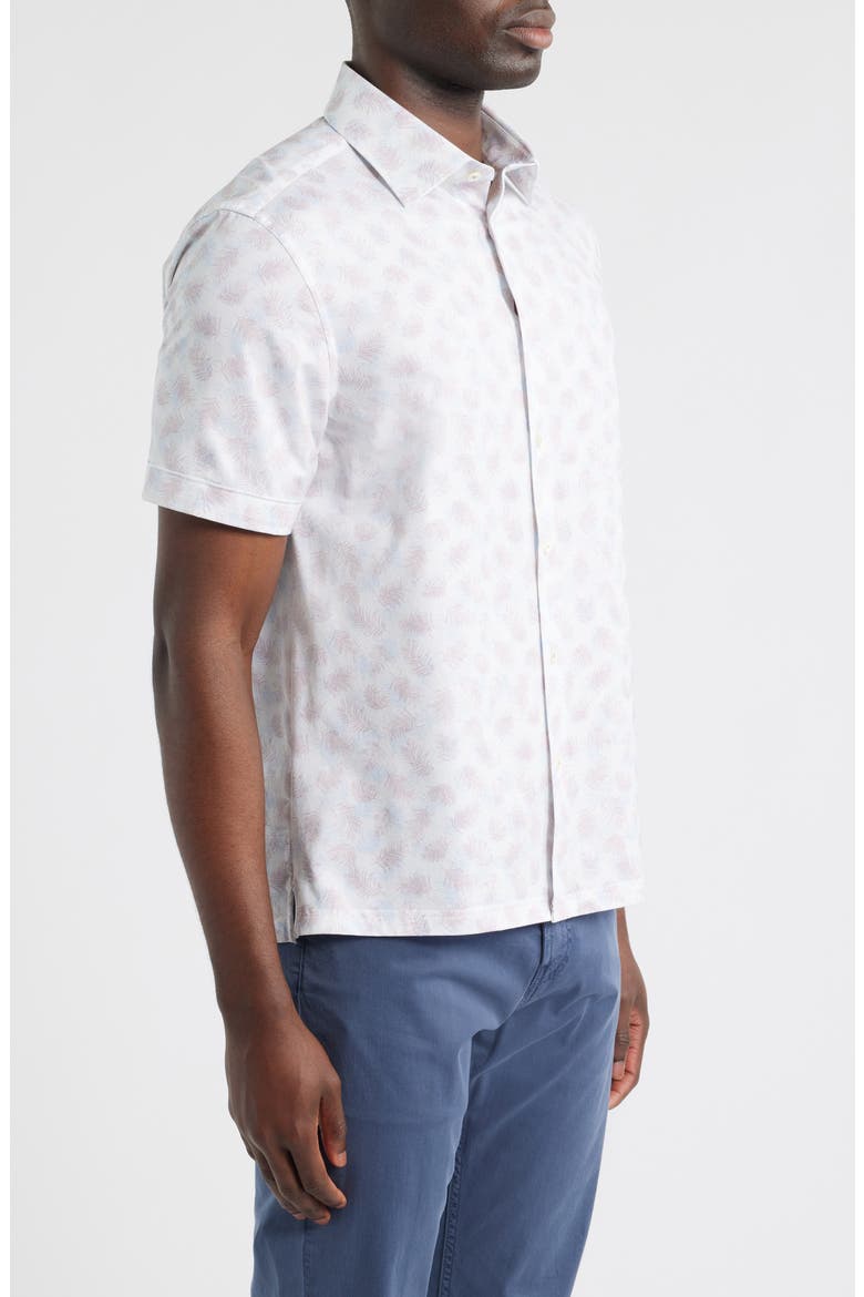Milo OoohCotton® Palm Leaf Print Short Sleeve Button-Up Shirt, Alternate, color, PRIMEROSE