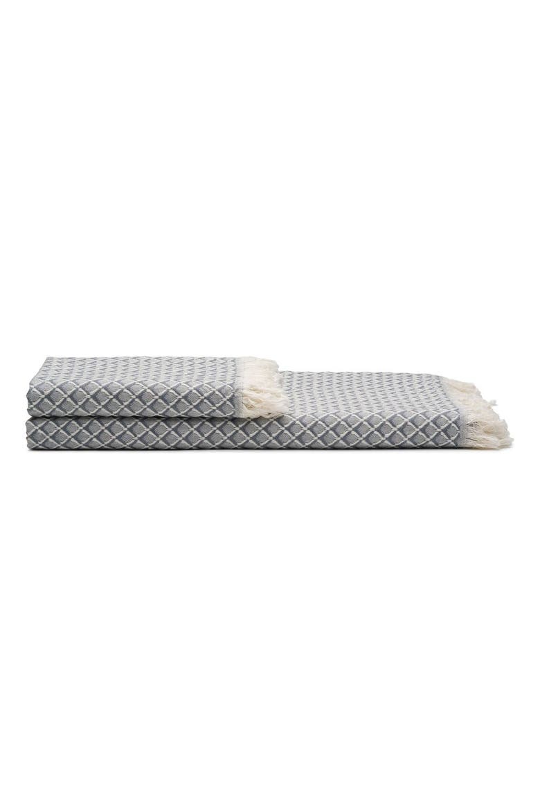 Serenity Grid Turkish Cotton Bath and Hand Towel - Set, Main, color, Gray