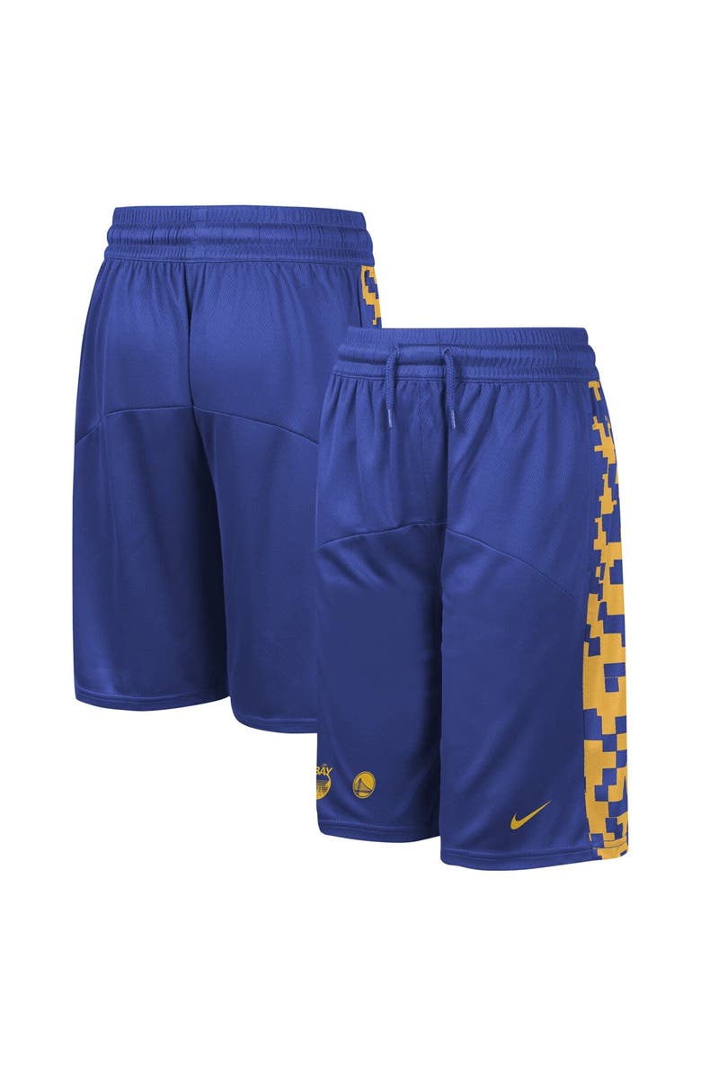 Nike Youth Nike Royal Golden State Warriors Courtside Starting Five Team Shorts, Alternate, color,