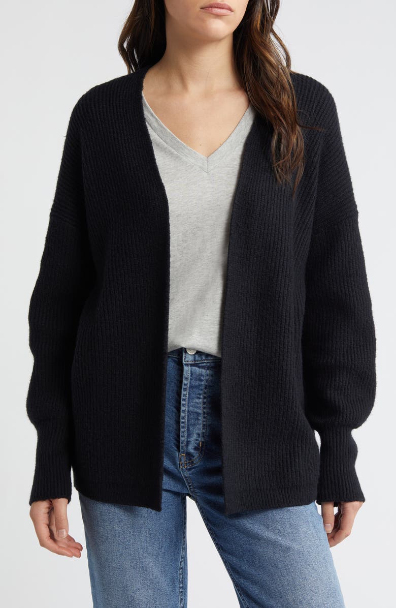 Treasure & Bond Rib Bishop Sleeve Cardigan, Main, color, 