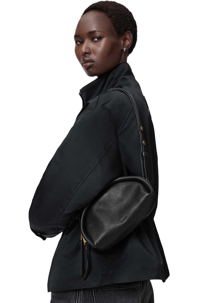 AllSaints Rosalie Arc Crossbody Bag, Alternate, color, Black