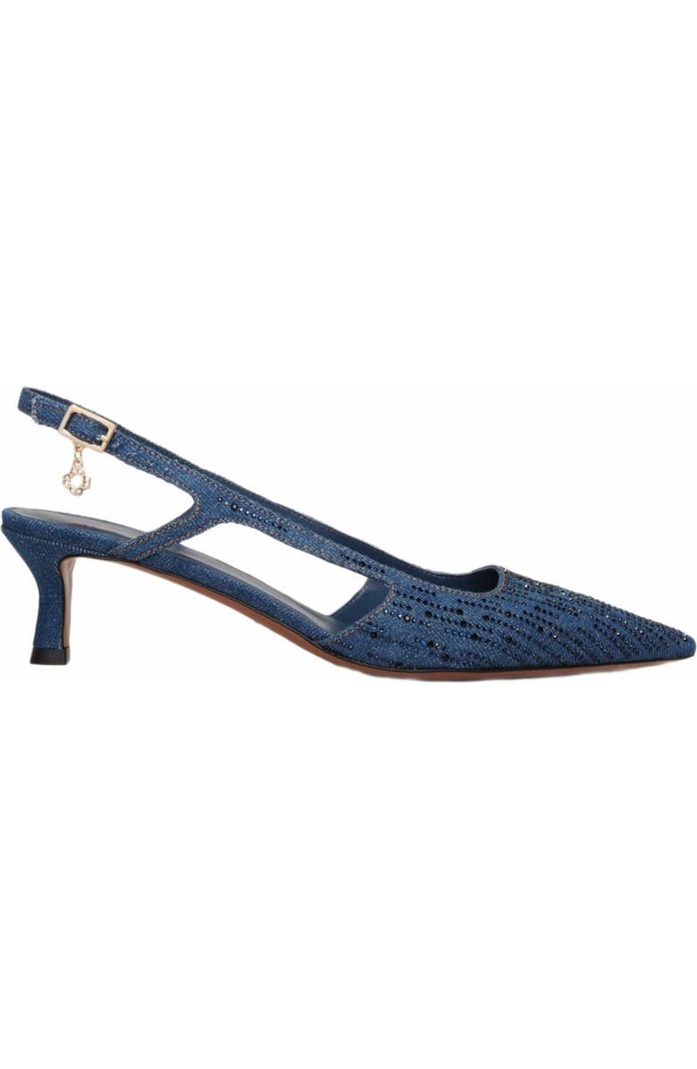 maje Slingback pump in rhinestone denim, Main, color,