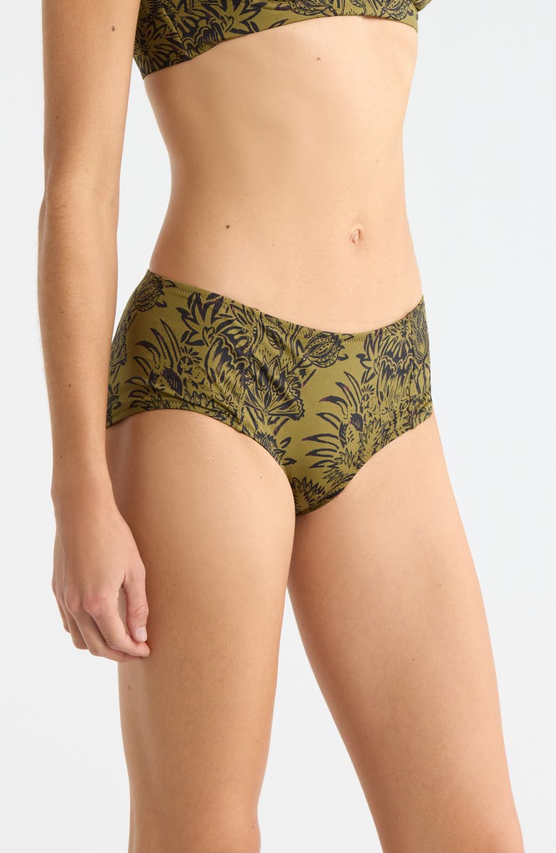 Ulla Johnson Amalfi Bikini Bottoms, Alternate, color, Olive Flora