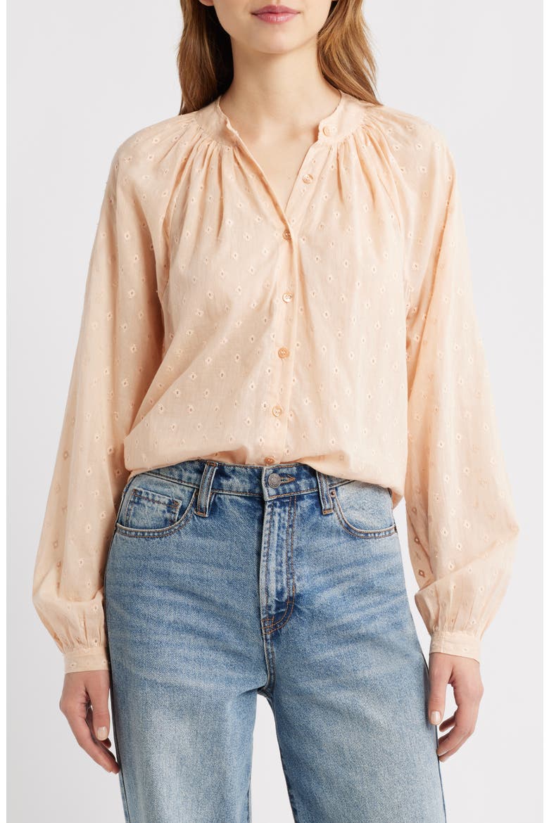 Julienne Paisley Print Organic Cotton Button-Up Shirt, Main, color, PEACH SORBET MARSEILLE