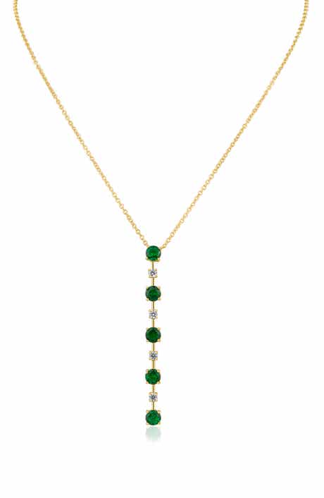 CZ by Kenneth Jay Lane Y-Drop Mixed Stone Necklace