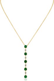 CZ by Kenneth Jay Lane Y-Drop Mixed Stone Necklace