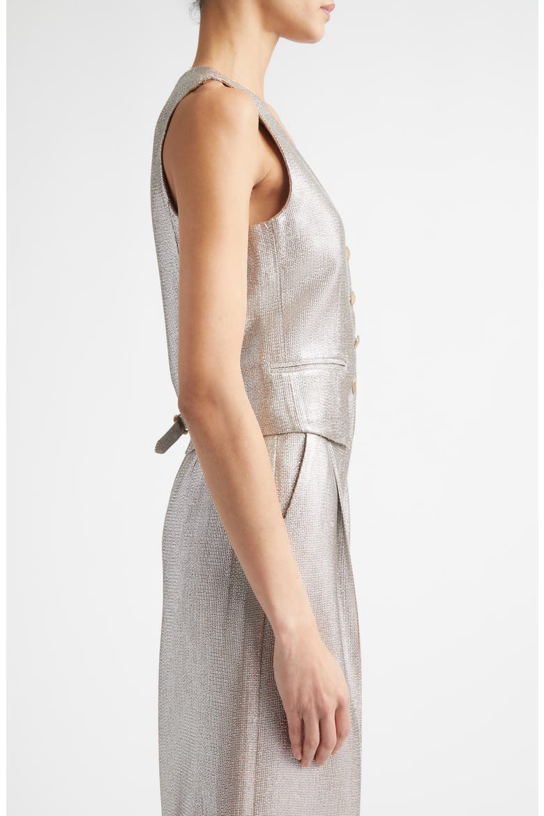 Lamé Suiting Vest, Alternate, color, ANTIQUE SILVER