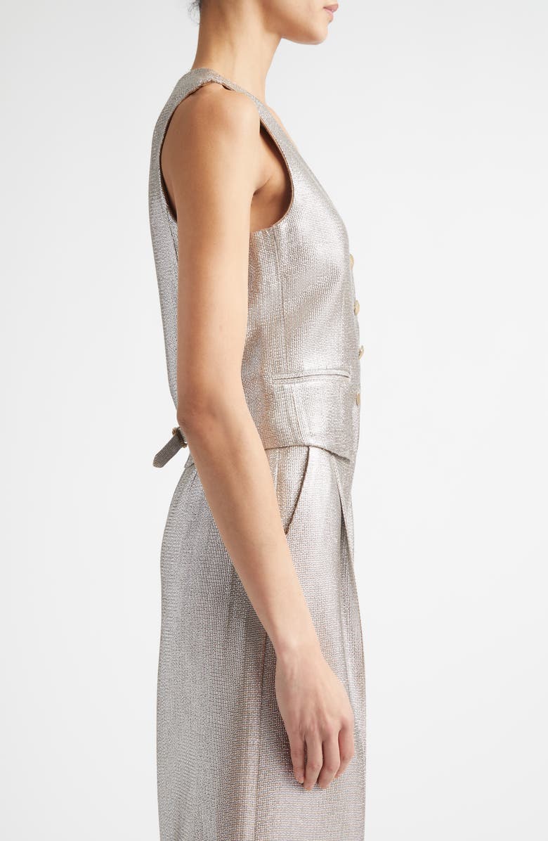 ST. JOHN Lamé Suiting Vest, Alternate, color, Antique Silver