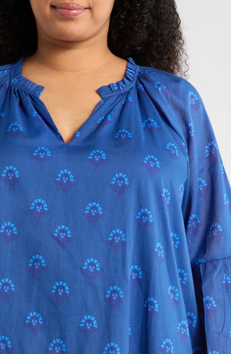 SUGARLIPS Briza Floral Print Long Sleeve Minidress, Alternate, color, Teal-Blue