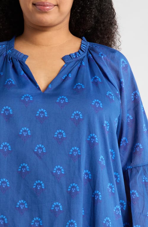 Sugarlips Briza Floral Print Long Sleeve Minidress In Blue