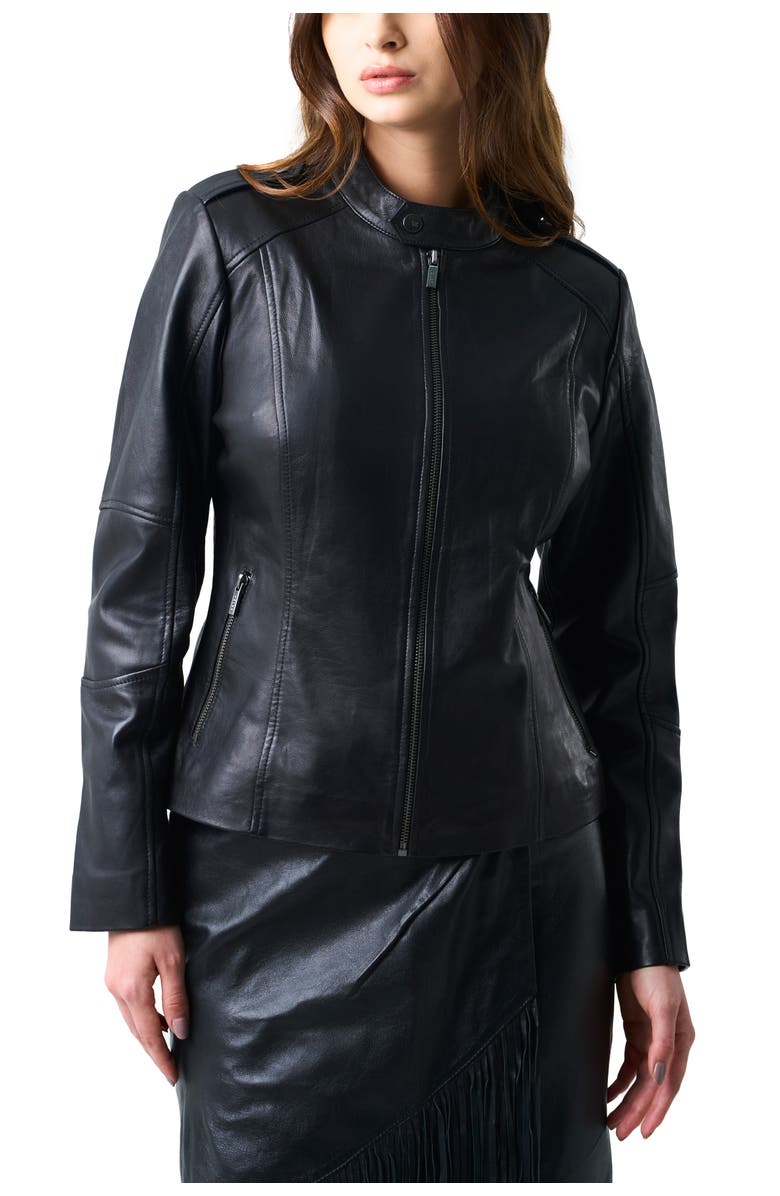 Velez Rider leather jacket for women with a slim fit, Main, color, Black