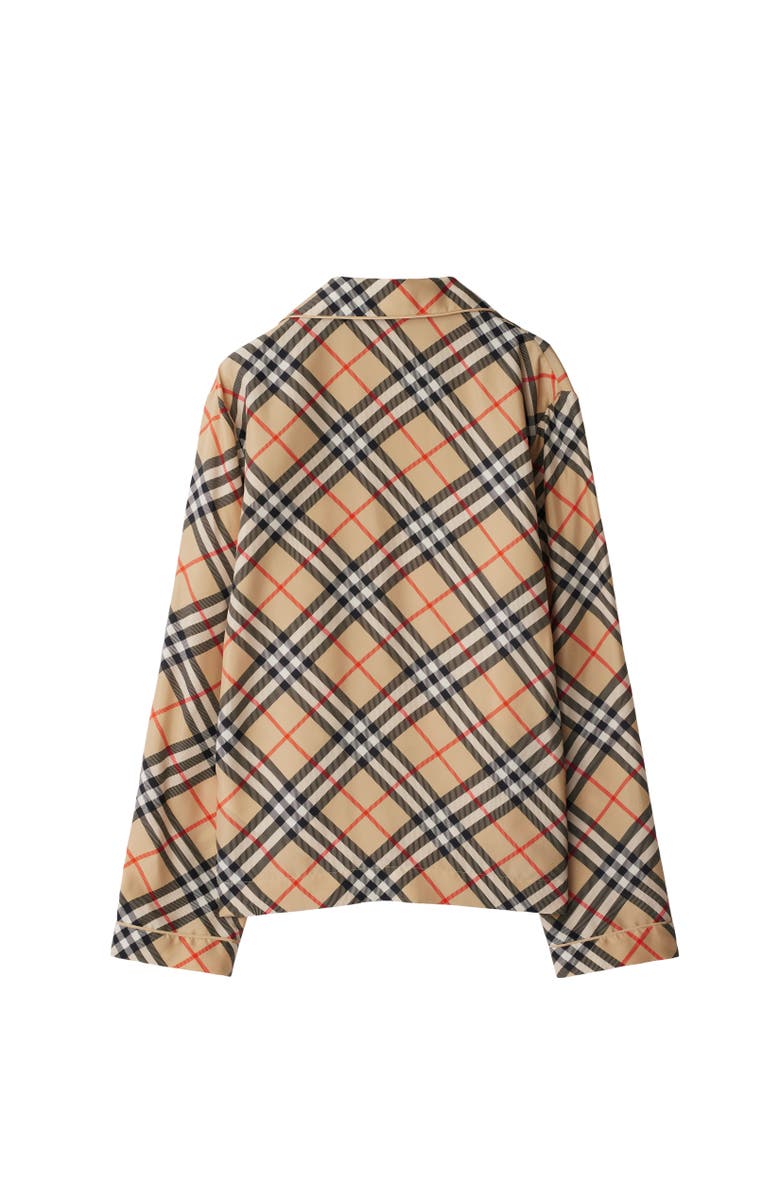 Burberry Regular Fit Check Silk Pyjama Shirt, Alternate, color, 
