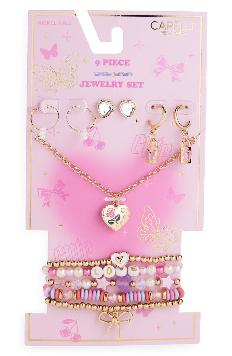 Capelli New York Kids' Assorted 9-Pack Jewelry Set, Main, color, Pink Multi