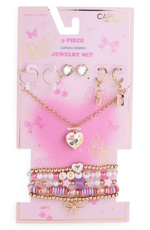 Capelli New York Kids' Assorted 9-pack Jewelry Set In Gold