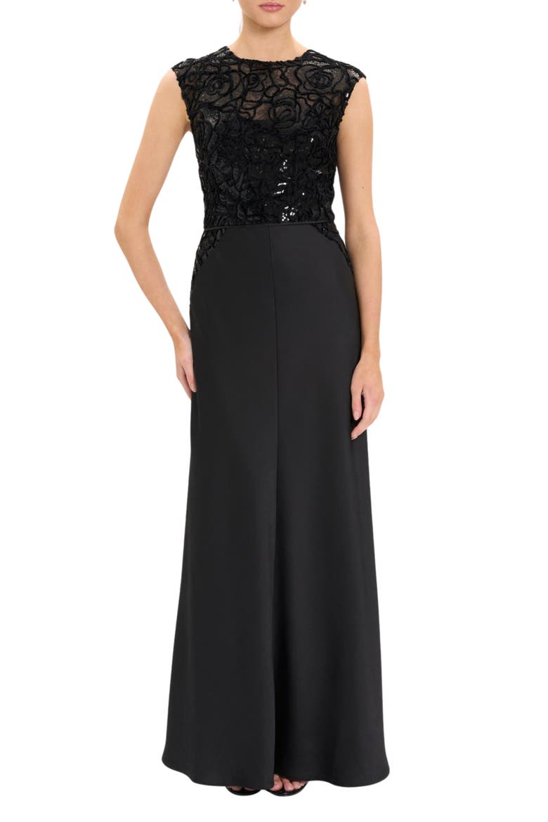 Lace Bodice Gown, Main, color, BLACK/ BLACK/ PALE BLUSH