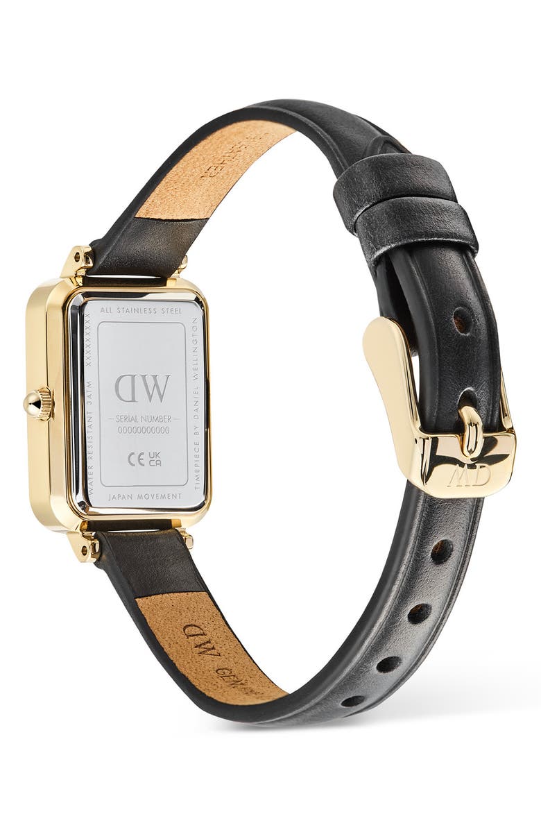 Daniel Wellington Quadro Leather Strap Watch, 20mm x 26mm, Alternate, color, Gold
