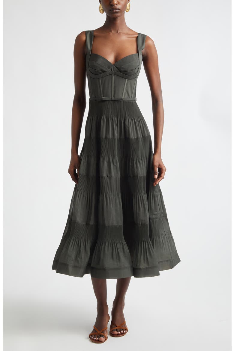 we wore what corset pleated linen midi dress Corset Sheer Midi Dress (WeWoreWhat) by WeWoreWhat