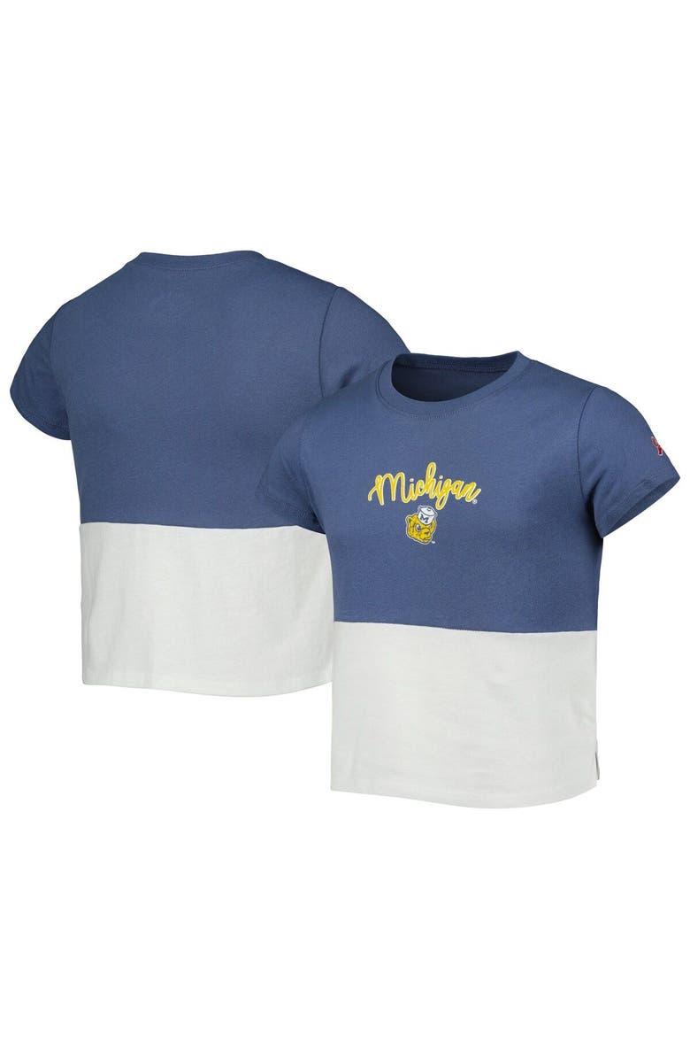 LEAGUE COLLEGIATE WEAR Girls Youth League Collegiate Wear Navy/White Michigan Wolverines Colorblocked T-Shirt, Main, color, Navy