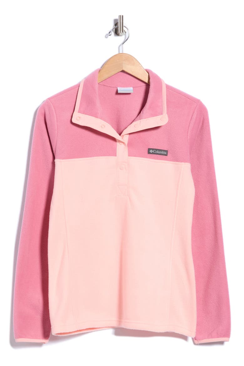 Benton Springs Half Snap Fleece Pullover, Main, color, PINK SAND/ ROSETTE