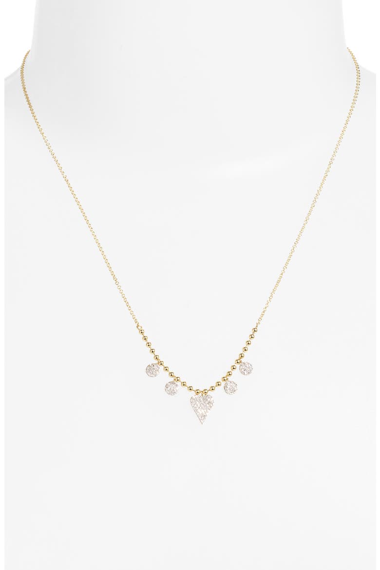 Diamond Charm & Heart Pendant Necklace, Alternate, color, YELLOW