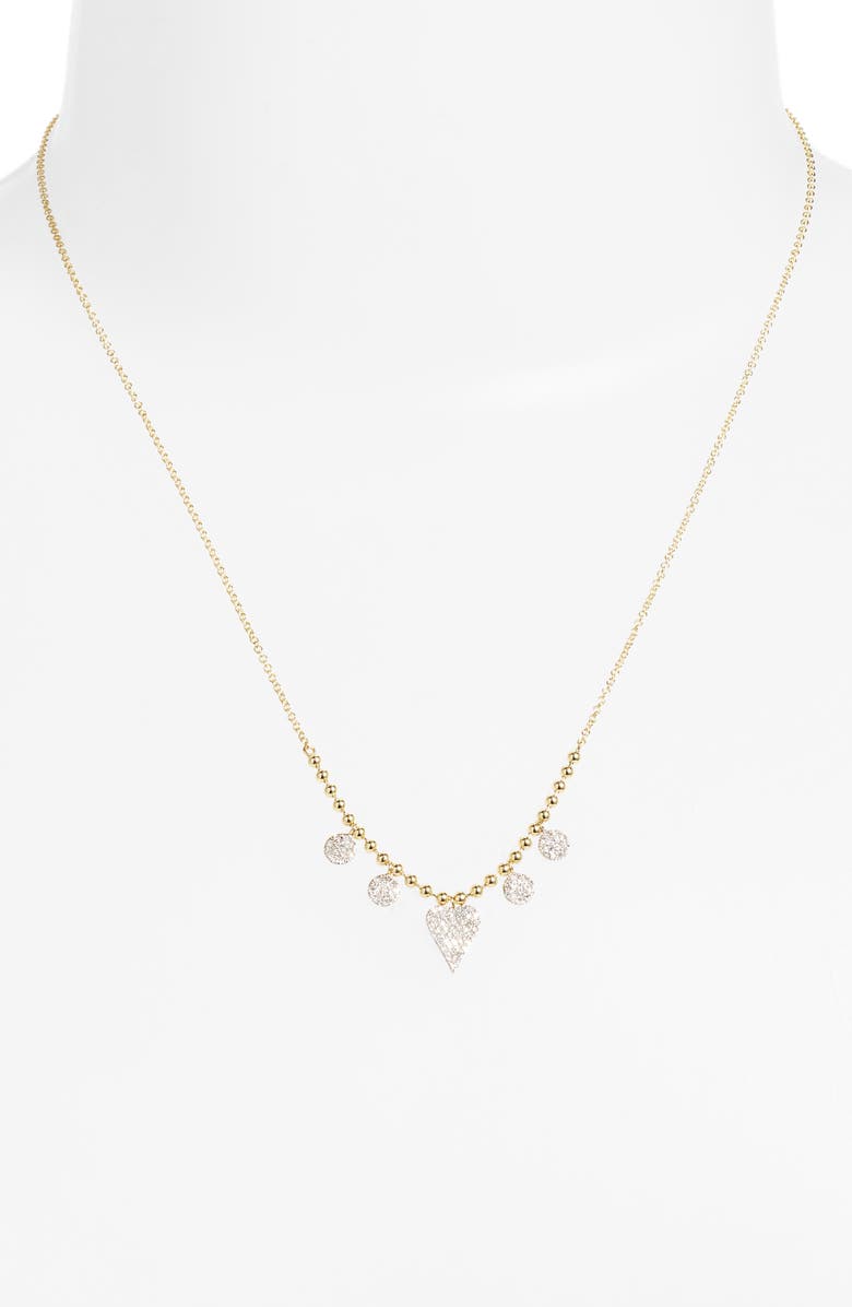 Meira T Diamond Charm & Heart Pendant Necklace, Alternate, color, Yellow