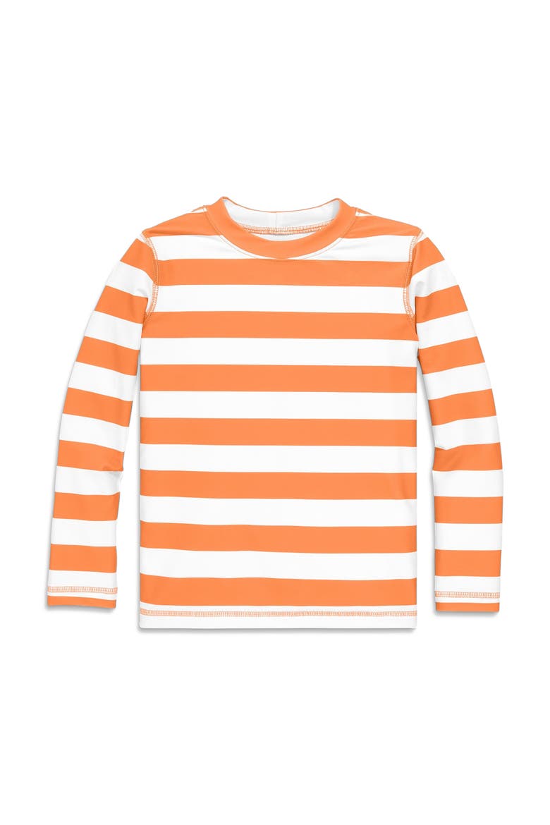 Kids Long Sleeve Rash Guard, Main, color, Cantaloupe White Stripe