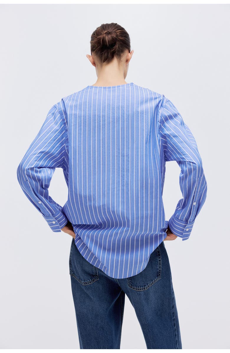 H&M Oversized Cotton Shirt, Alternate, color, Blue/Striped