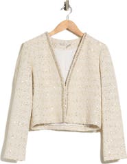 ALICE + OLIVIA Kidman Embellished Open Front Crop Jacket