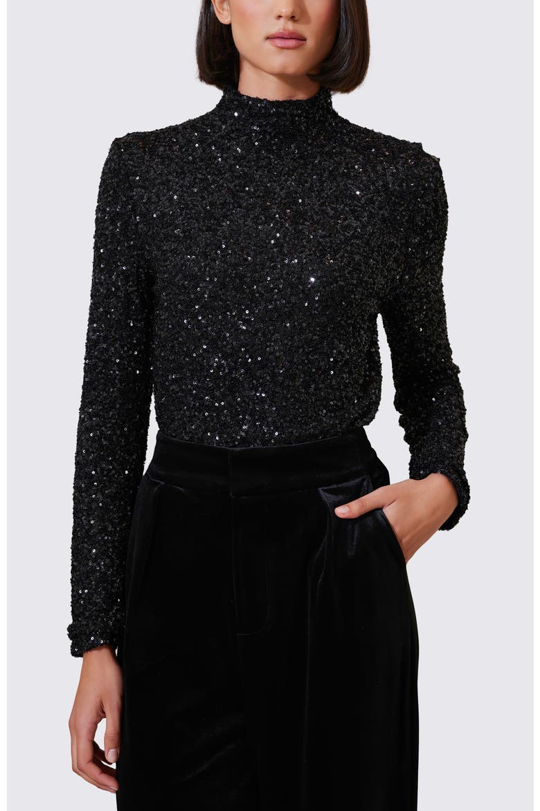 Sublime Funnel Neck Top, Main, color, Caviar