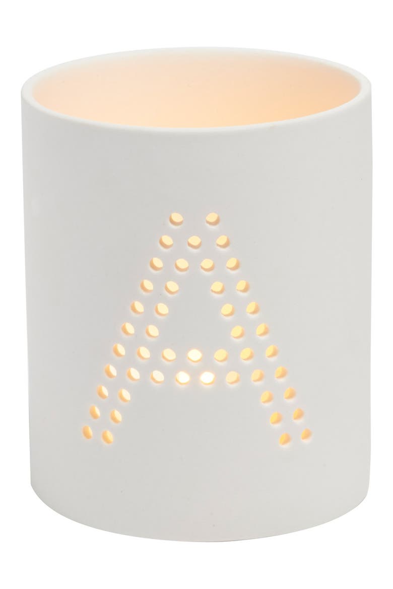 'Dot Monogram' Flameless Candle, Main, color, WHITE - A