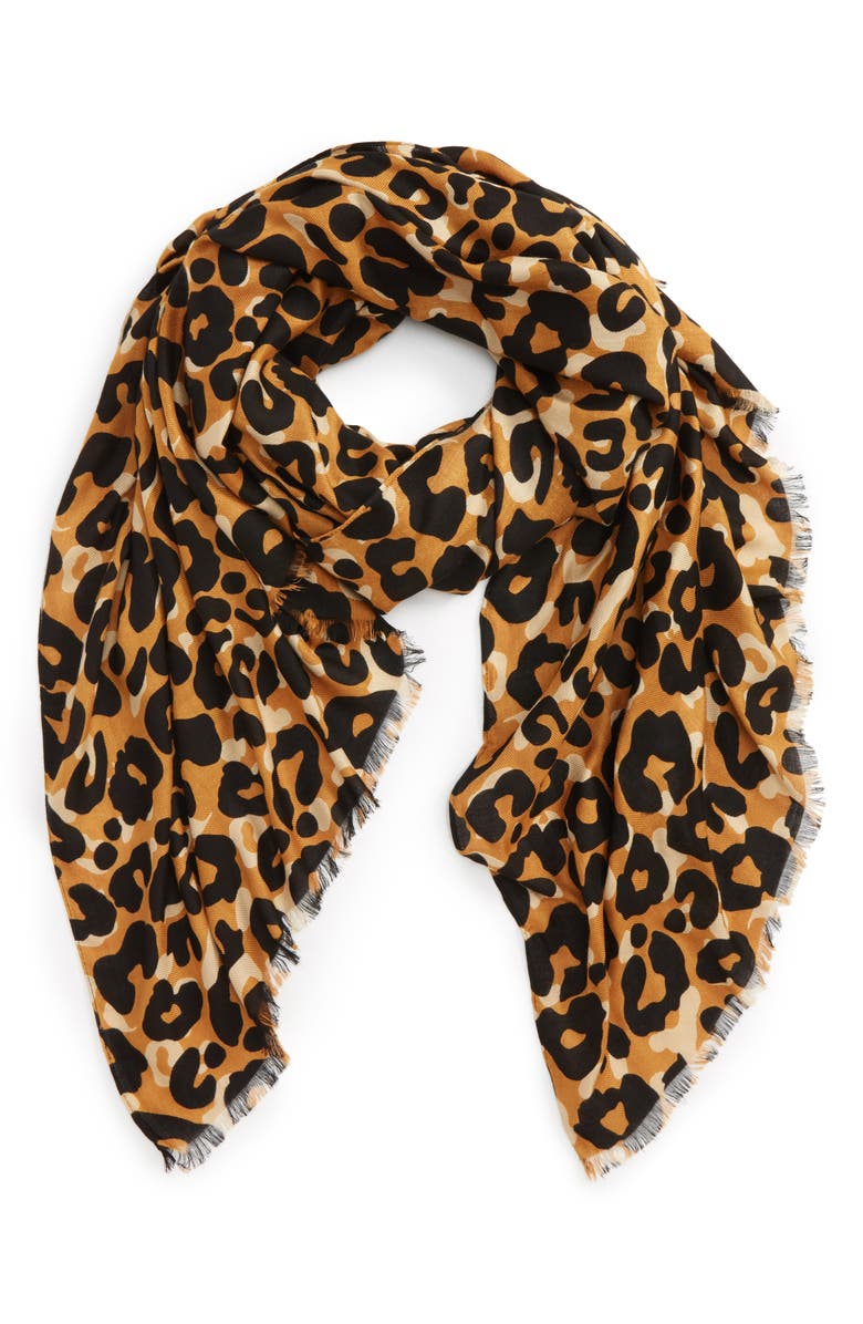 Sole Society Cheetah Print Scarf, Main, color,