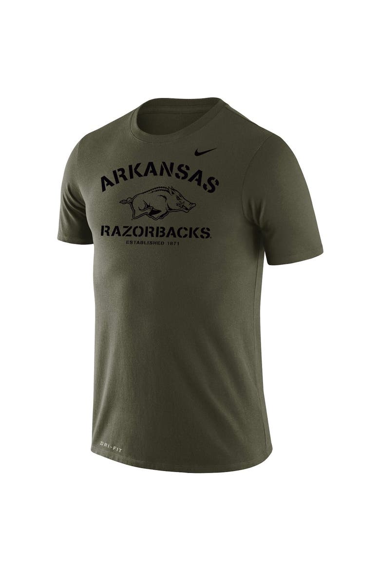 Men's Nike Olive Arkansas Razorbacks Stencil Arch Performance T-Shirt, Alternate, color, Olive
