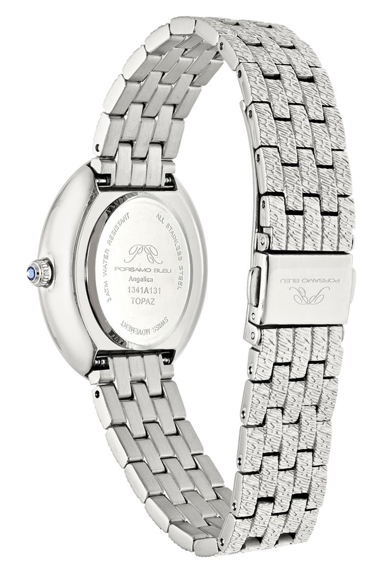 Women's Porsamo Bleu Angelica Oval MOP Dial Stainless Steel Watch, Alternate, color, SILVER