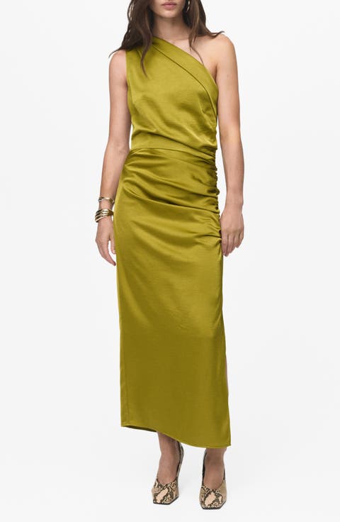 Asymmetric One-Shoulder Satin Cocktail Dress