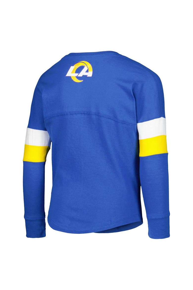 Girls Youth New Era Royal Los Angeles Rams Lace-Up Long Sleeve T-Shirt, Alternate, color, Royal