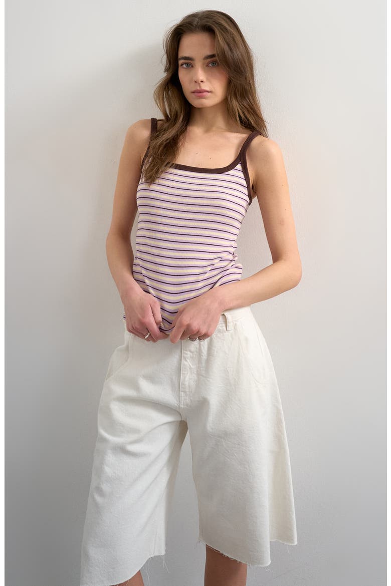 Stripe Rib Scoop Neck Tank Top, Main, color, LILAC