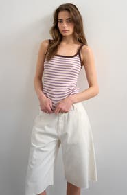 Topshop Stripe Rib Scoop Neck Tank Top
