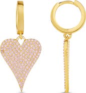 SHYMI Pavé Heart Drop Huggie Hoop Earrings