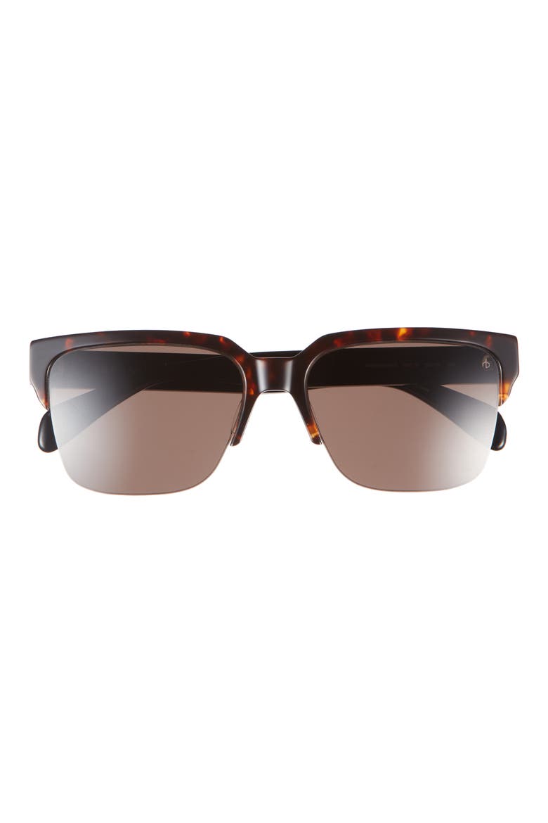 58mm Square Half Rim Sunglasses, Alternate, color, HAVANA