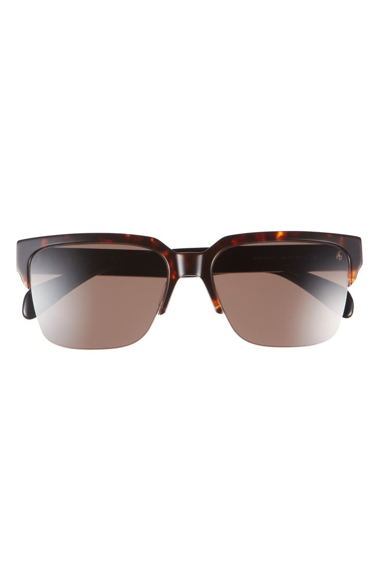 rag & bone 58mm Square Half Rim Sunglasses, Alternate, color, Havana