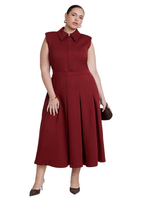 Ponte Sleeveless Midi Shirt Dress
