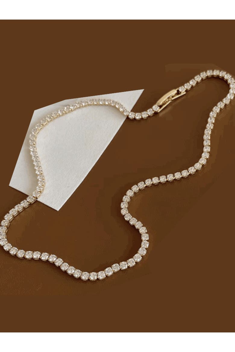 Moonlit Tennis Necklace with AAAAA Cubic Zirconia, Alternate, color, Gold